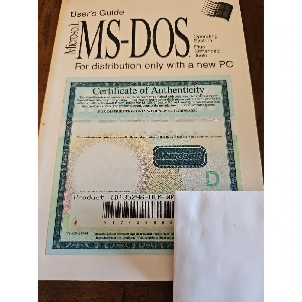 MS-DOS User's Guide Collectible Piece with COA